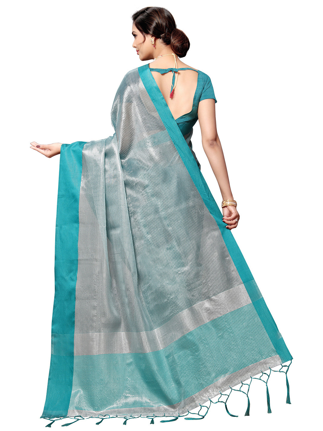 Women's Blue Art Silk Self Design Saree - Ahika