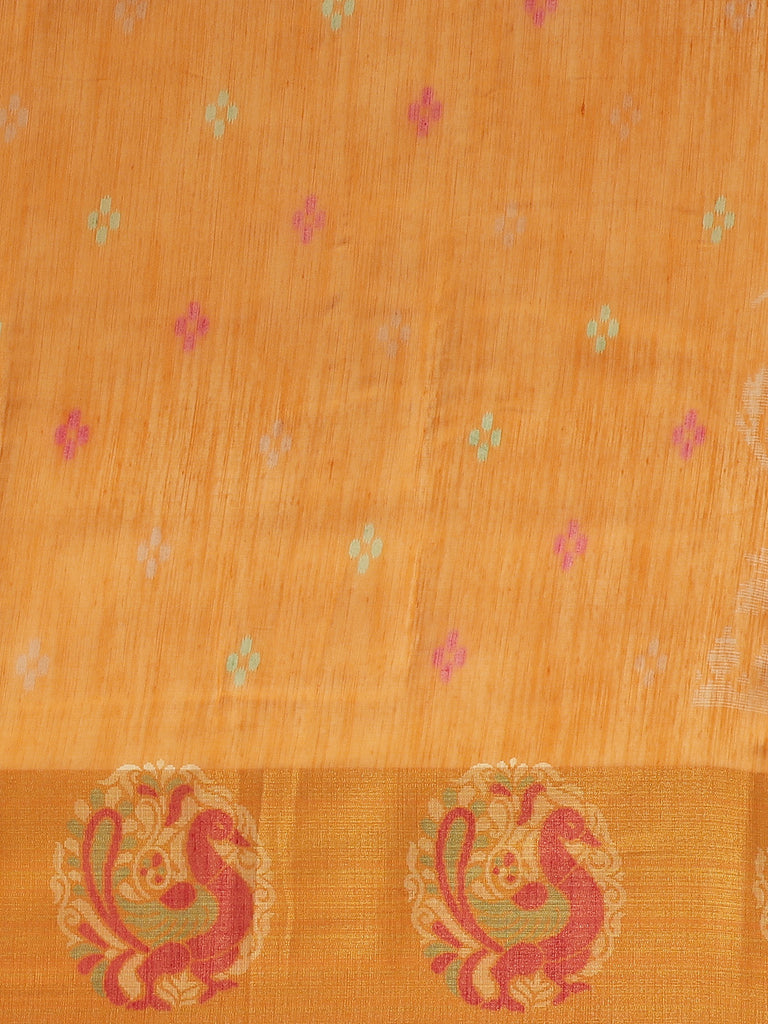 Women's Mustard Cotton Blend Printed Saree