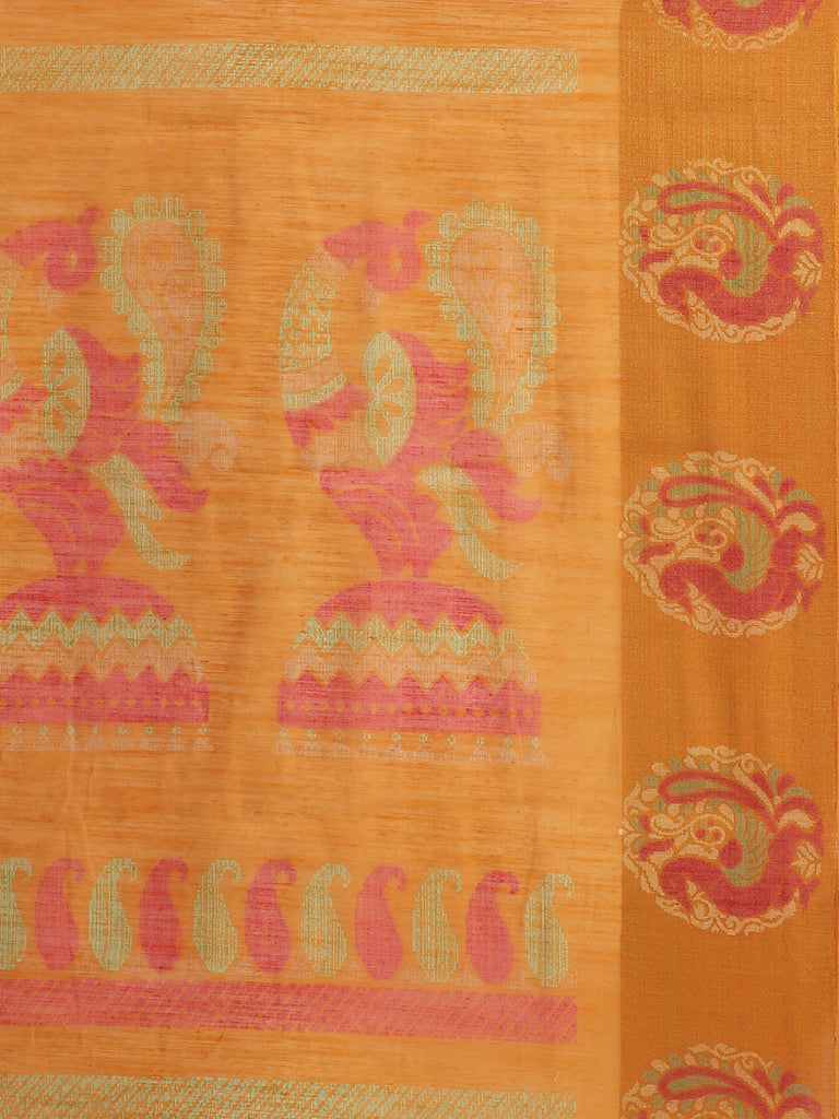 Women's Mustard Cotton Blend Printed Saree