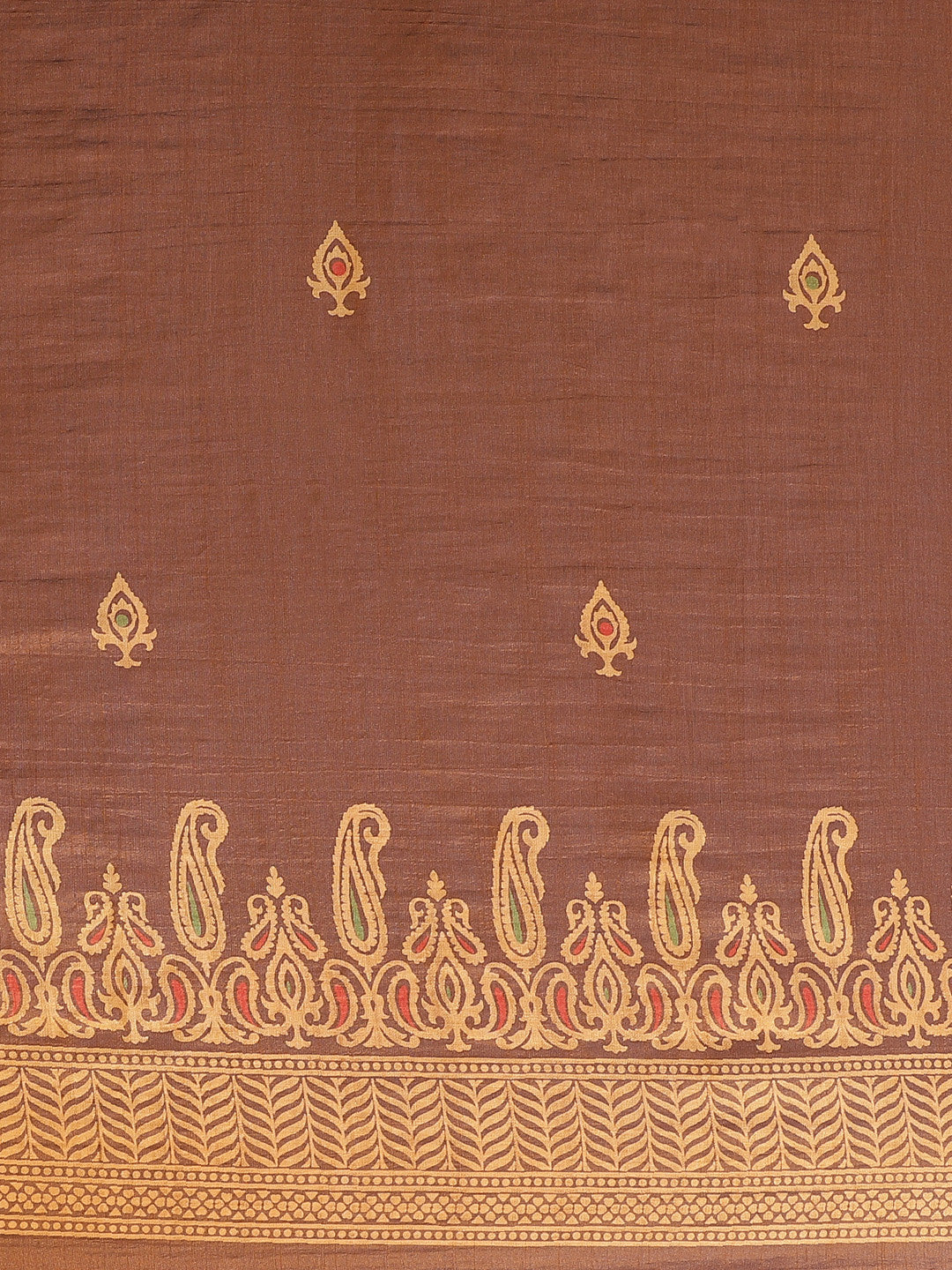 Women's Brown Silk Blend Printed Saree - Ahika