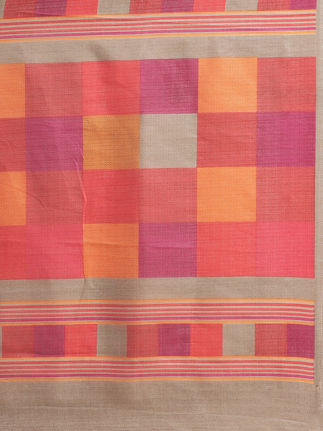 Women's Multicolor Art Silk Checkered Saree - Ahika