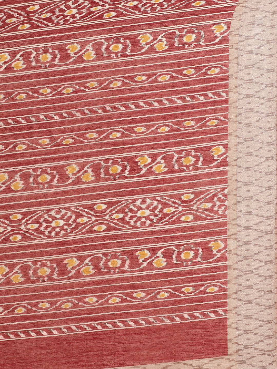 Women's Maroon Cotton Blend Printed Saree - Ahika