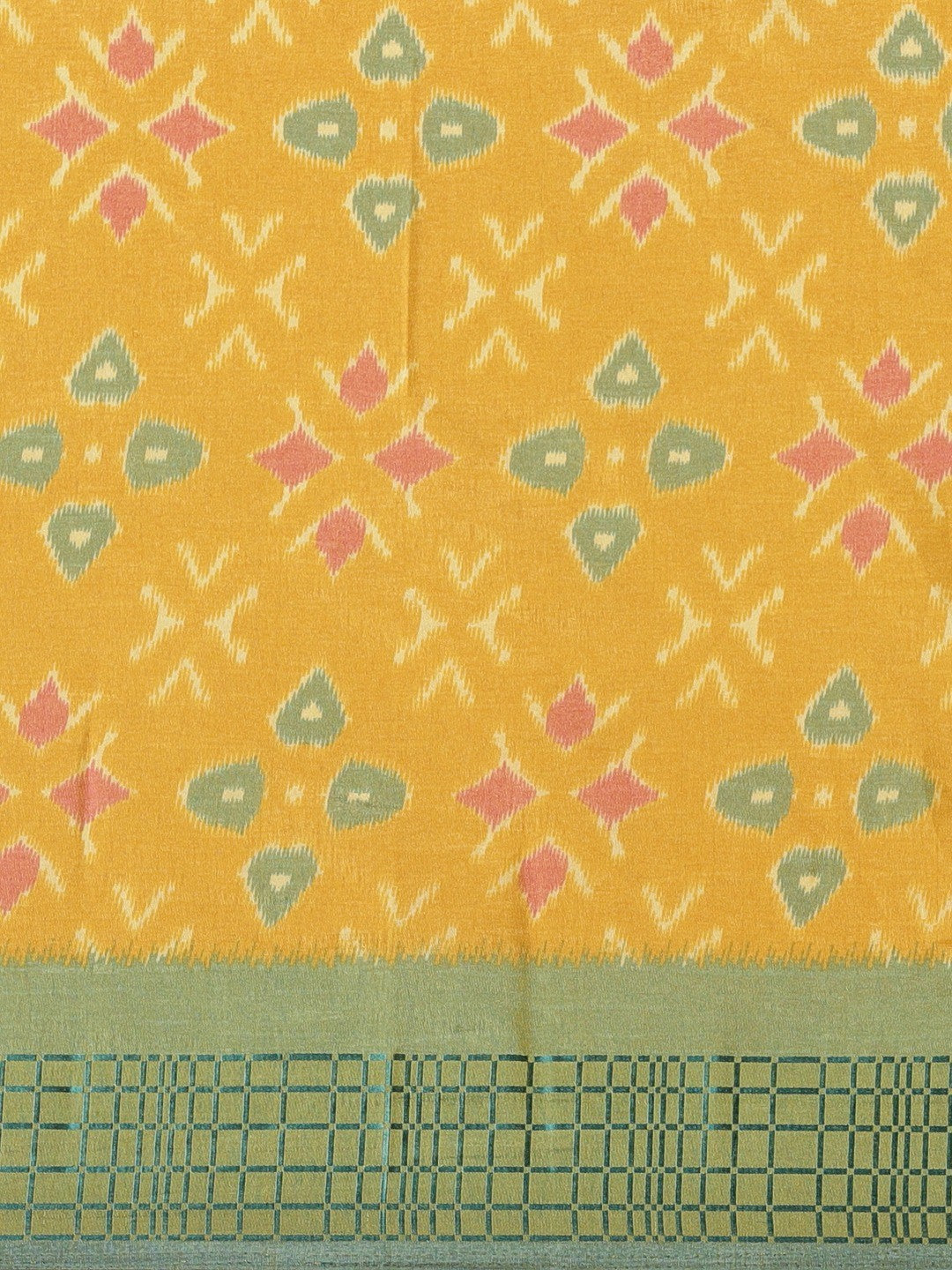 Women's Yellow Cotton Silk Printed Saree - Ahika