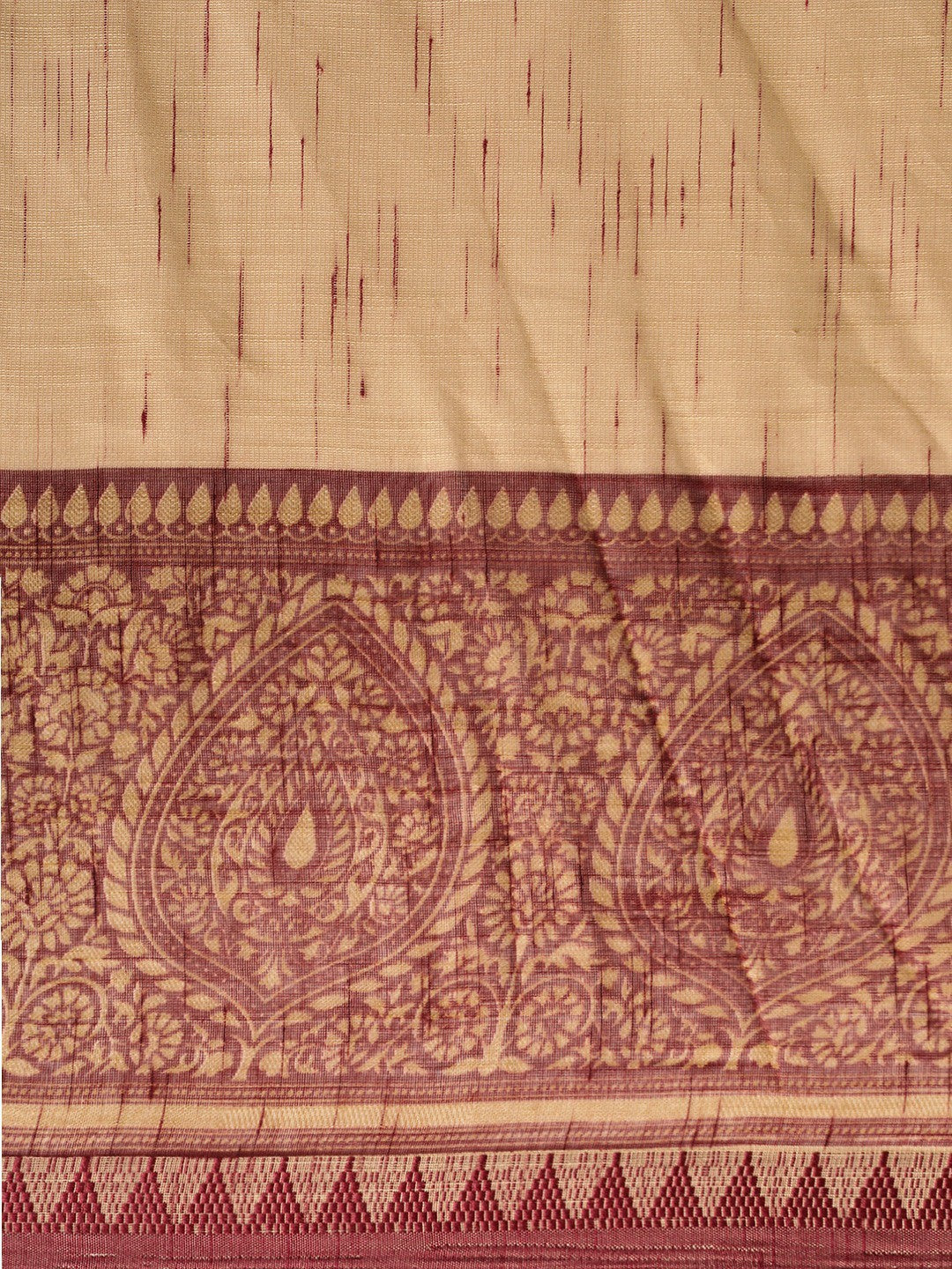 Women's Beige Art Silk Printed Saree - Ahika