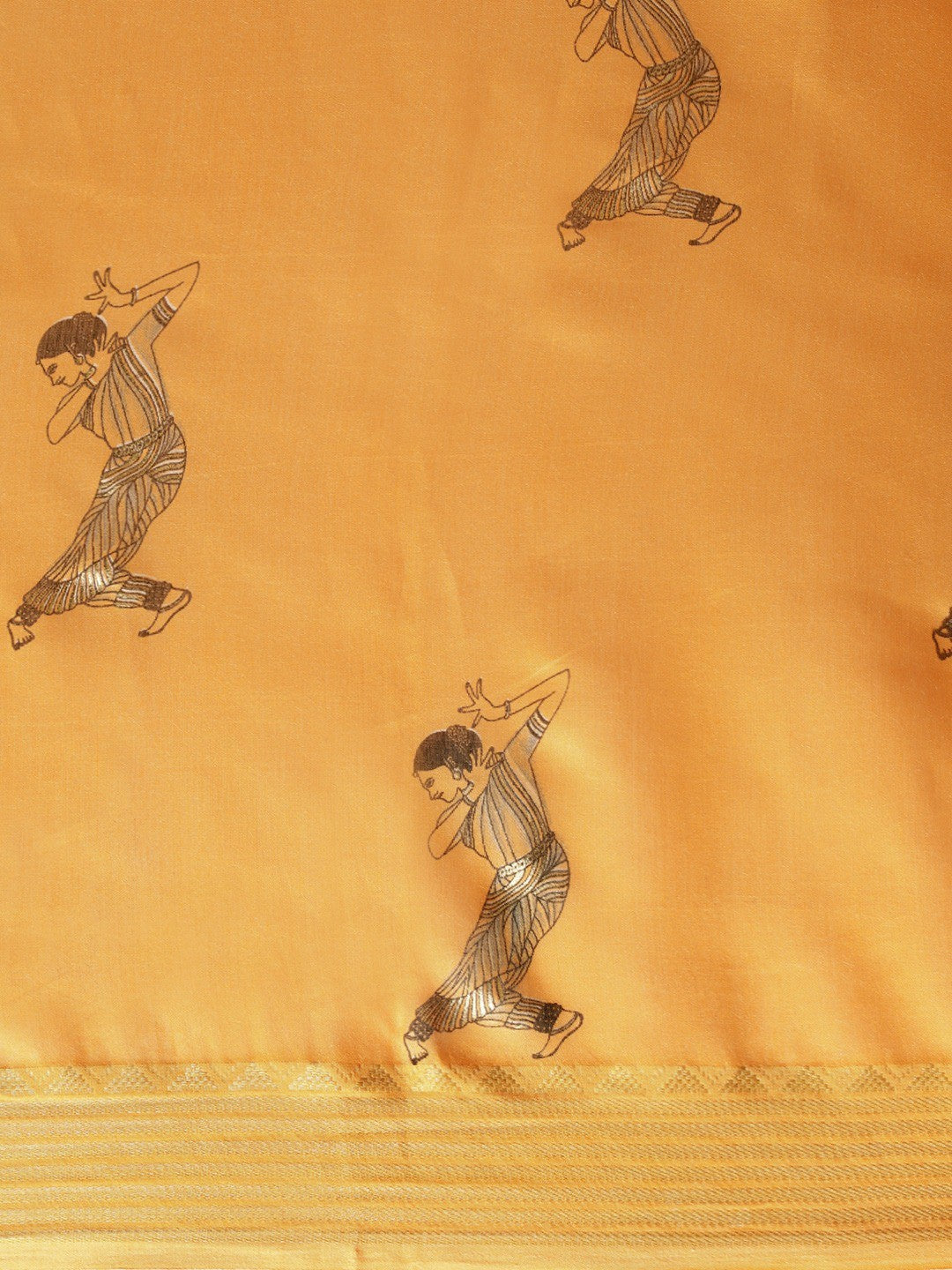 Women's Orange Art Silk Printed Saree - Ahika