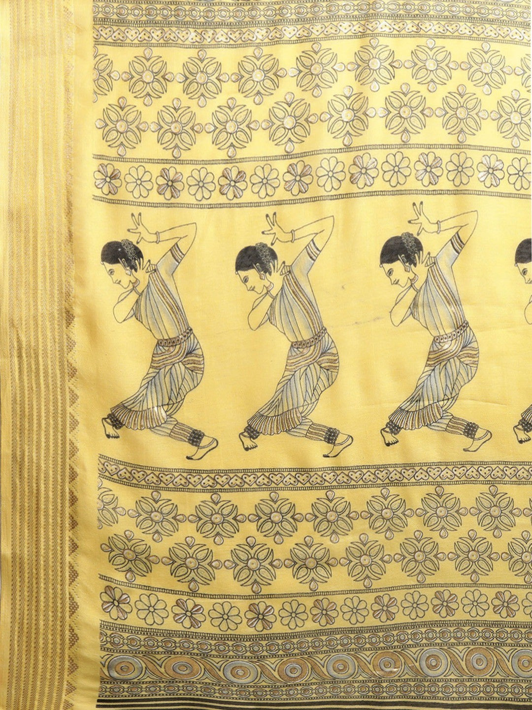 Women's Yellow Art Silk Printed Saree - Ahika