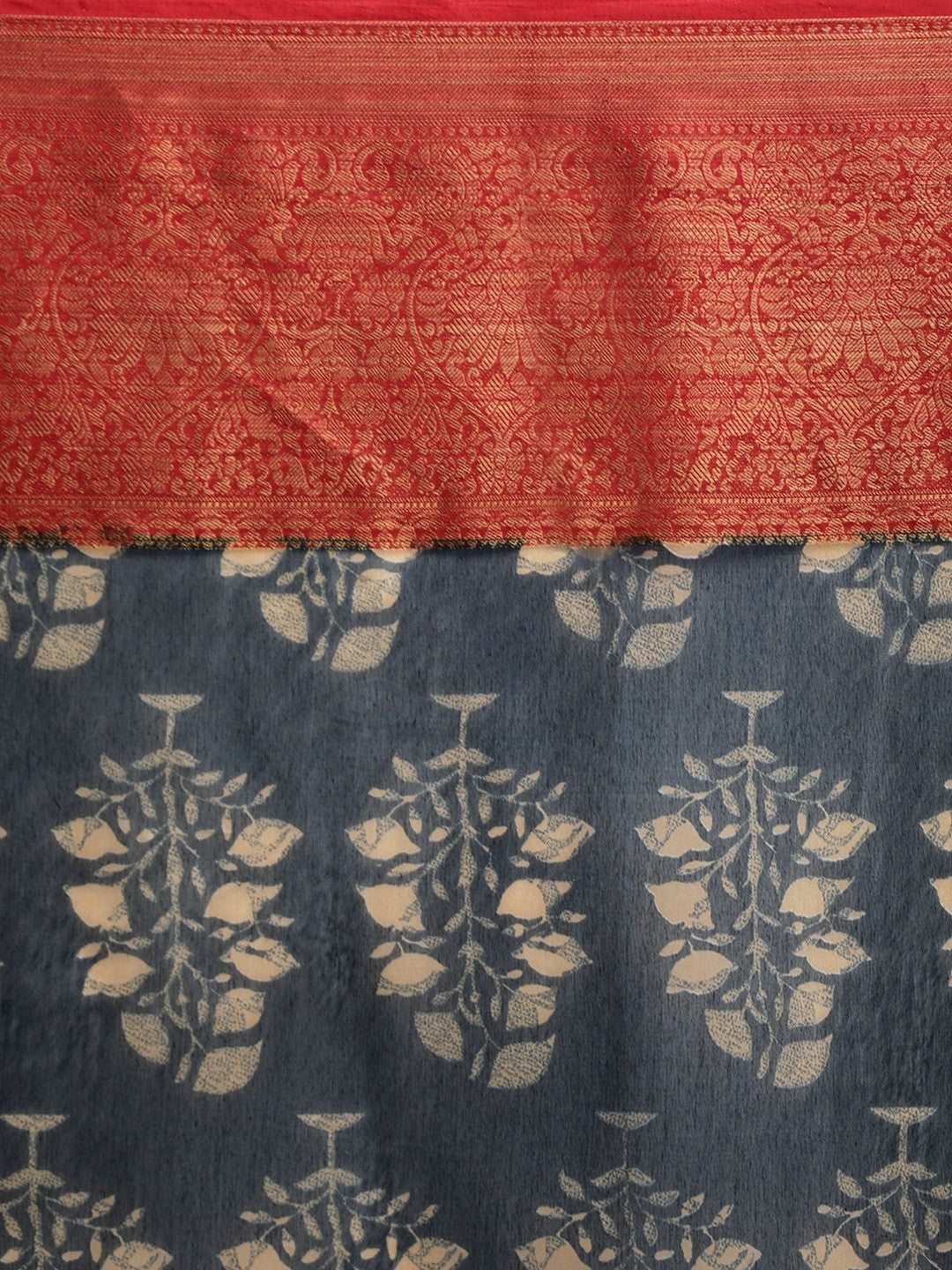 Women's Dark Blue Art Silk Printed Saree - Ahika