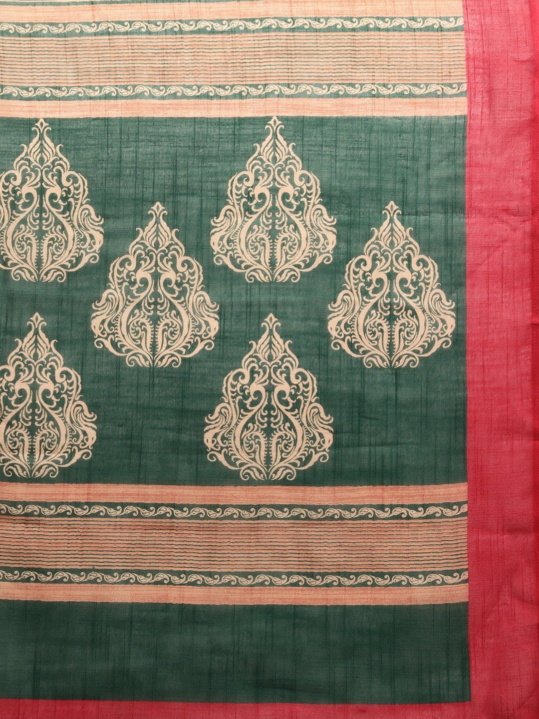 Women's Dark Green Art Silk Printed Saree - Ahika