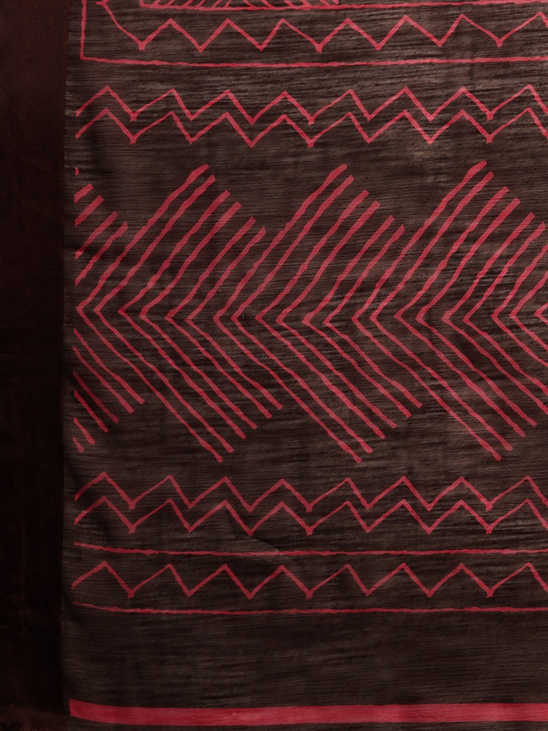 Women's Brown Art Silk Printed Saree