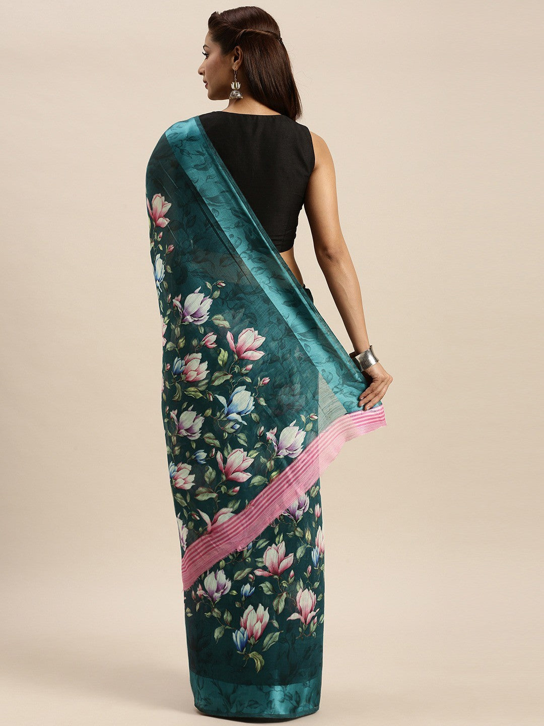 Women's Multicolor Art Silk Printed Saree - Ahika