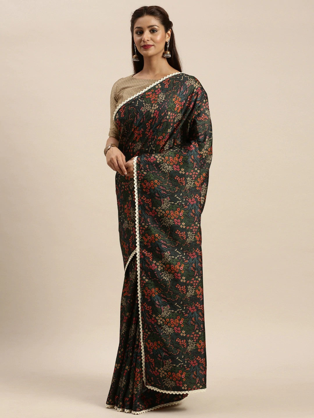 Women's Multicolor Art Silk Printed Saree - Ahika