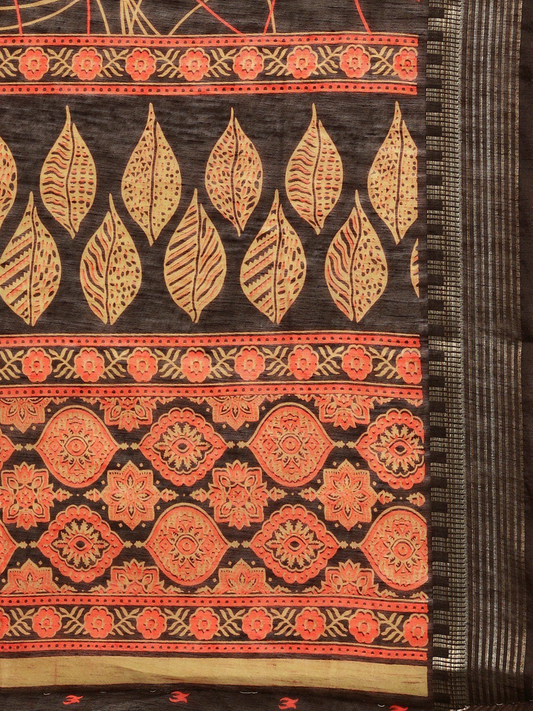 Women's Brown Art Silk Printed Saree - Ahika