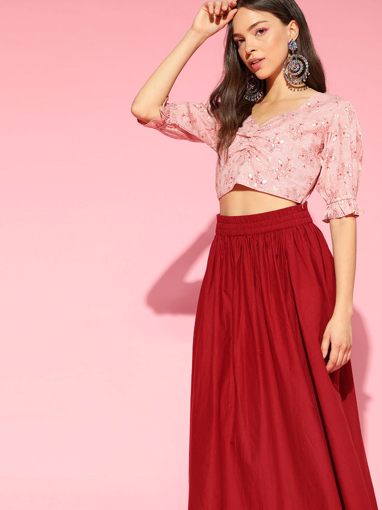 Women's Peach Cotton Ethnic Motifs Printed