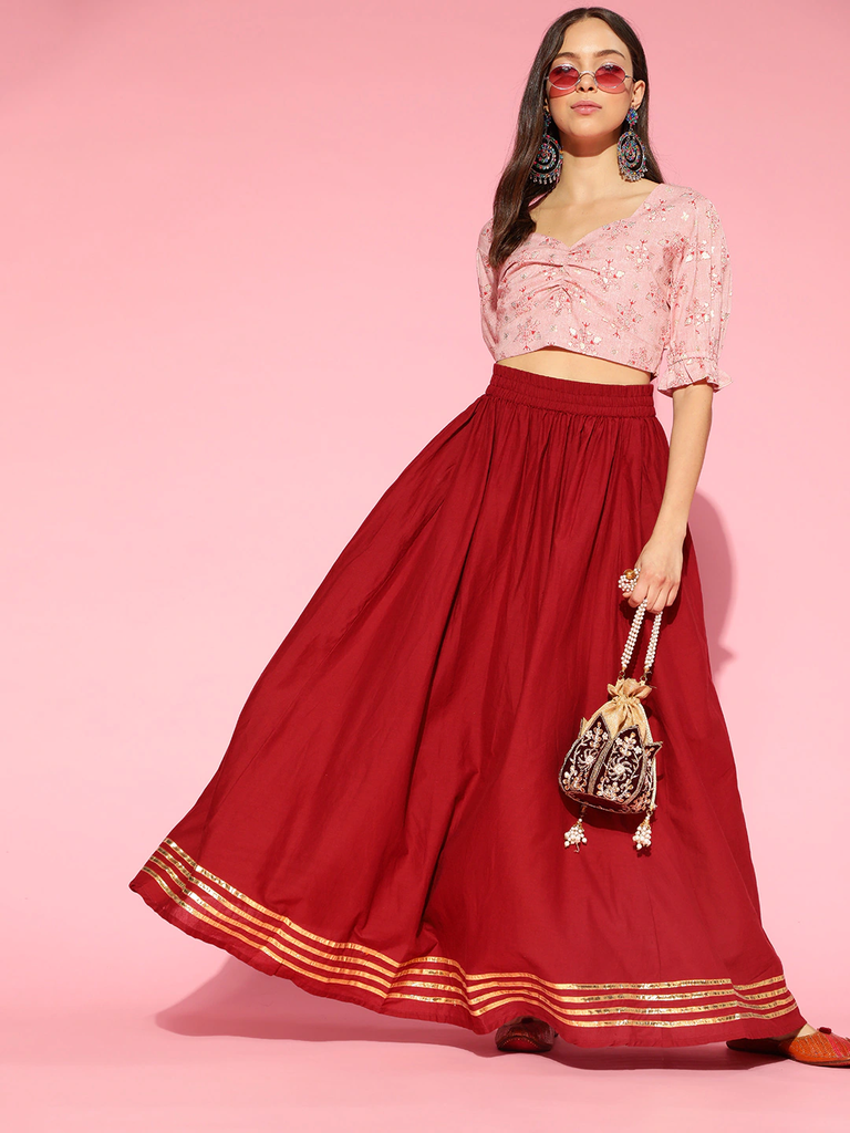 Women's Peach Cotton Ethnic Motifs Printed
