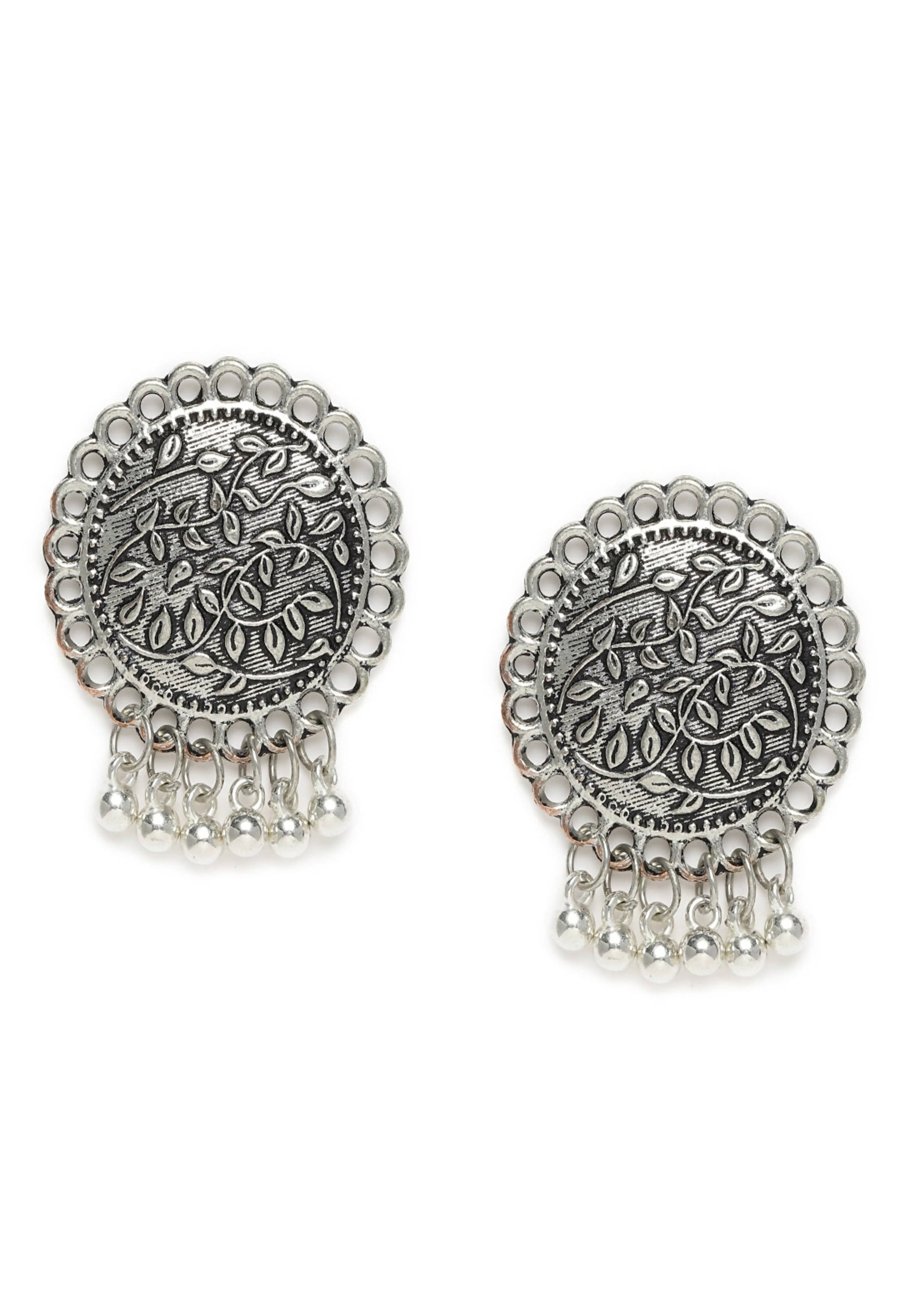 Trendia Oxidised Silver Plated Stud Ear
