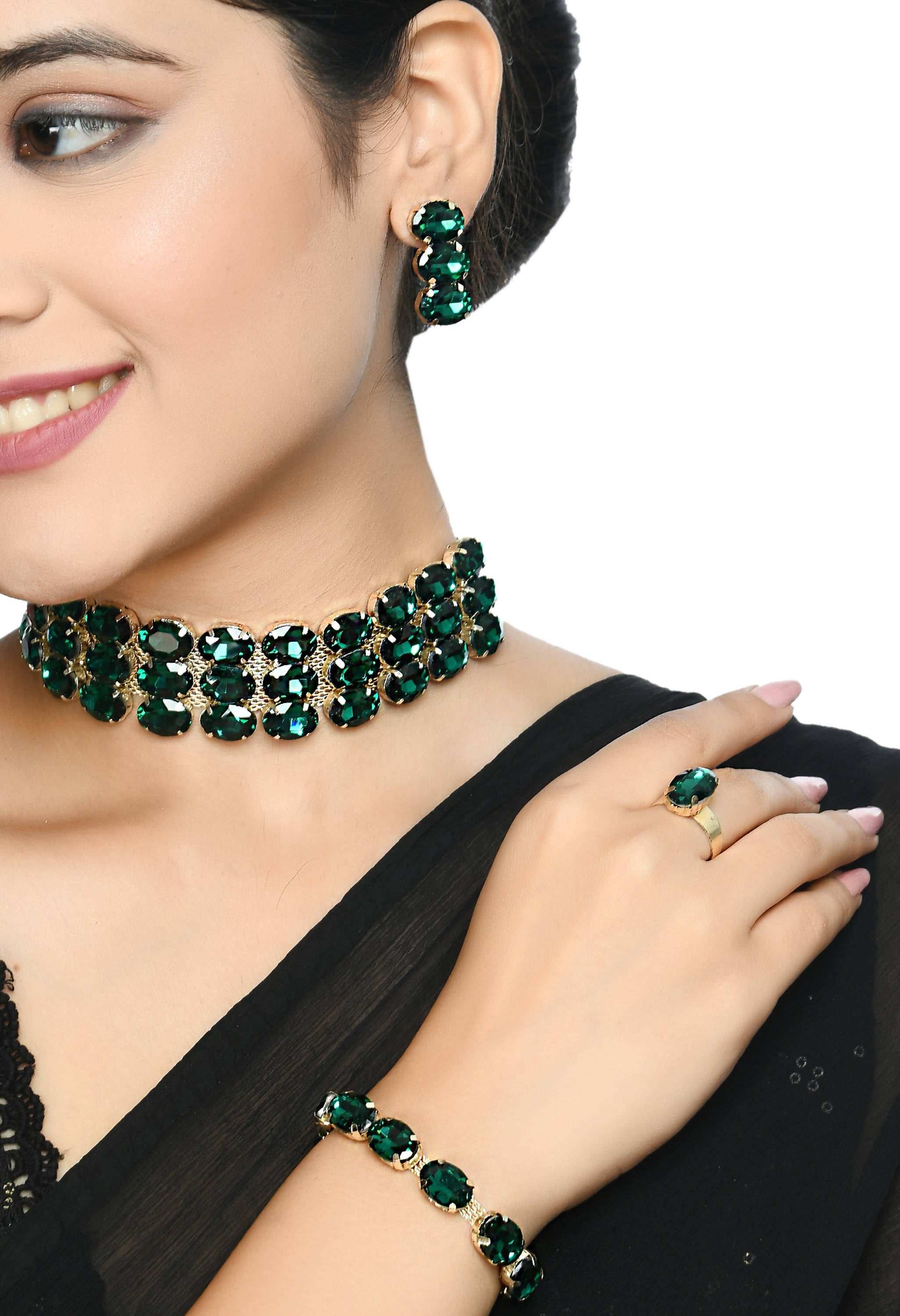 Johar Kamal Designer Choker Set with Earrings, Bracelet and
