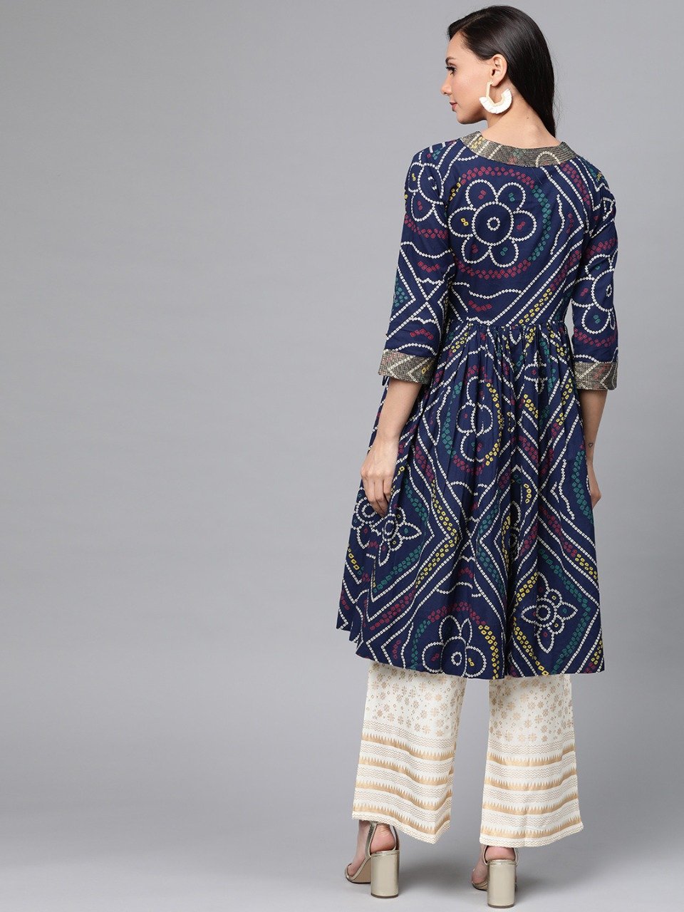 Women's Bandhani Print Kurta with Palazzos (Set of 2)