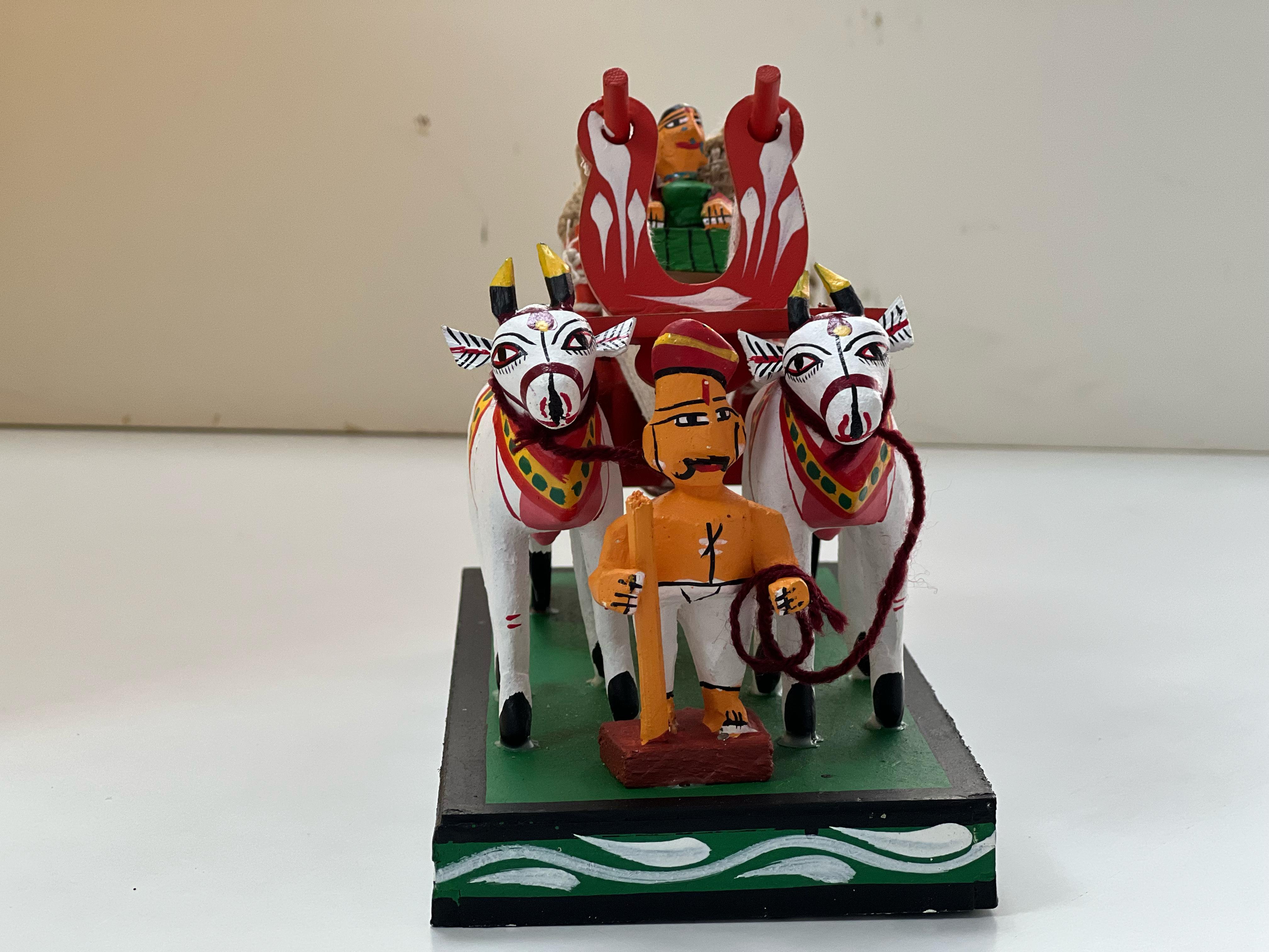 Handicraft Wooden Bullock Cart Showpiece - Kondapalli Toys
