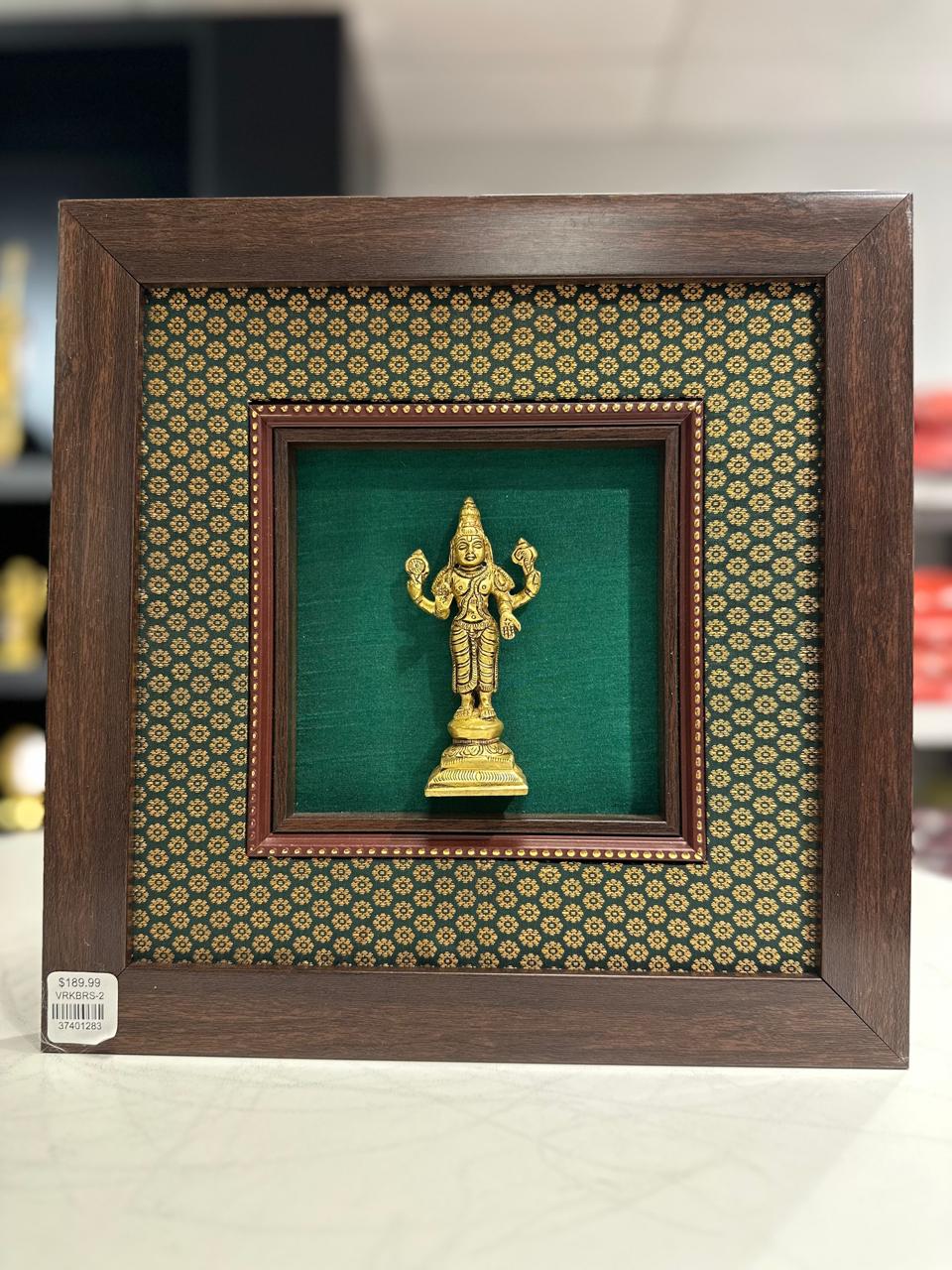 Lord Venkateshwara silk frames with brass idol