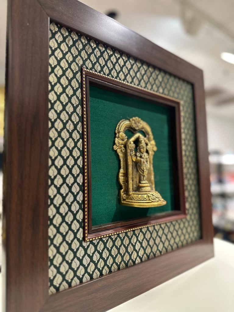 Lord Venkateshwara silk frame with brass idol