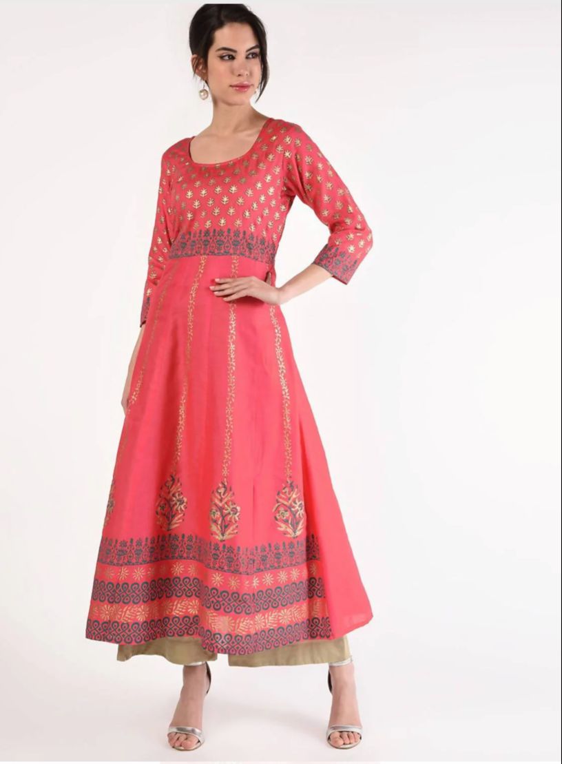 Women's Embellished Daily Wear Cotton Blend Kurta