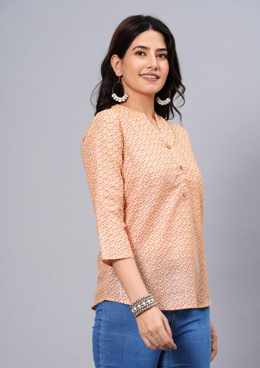 Women's Elegant Printed Cotton Top - Taantav