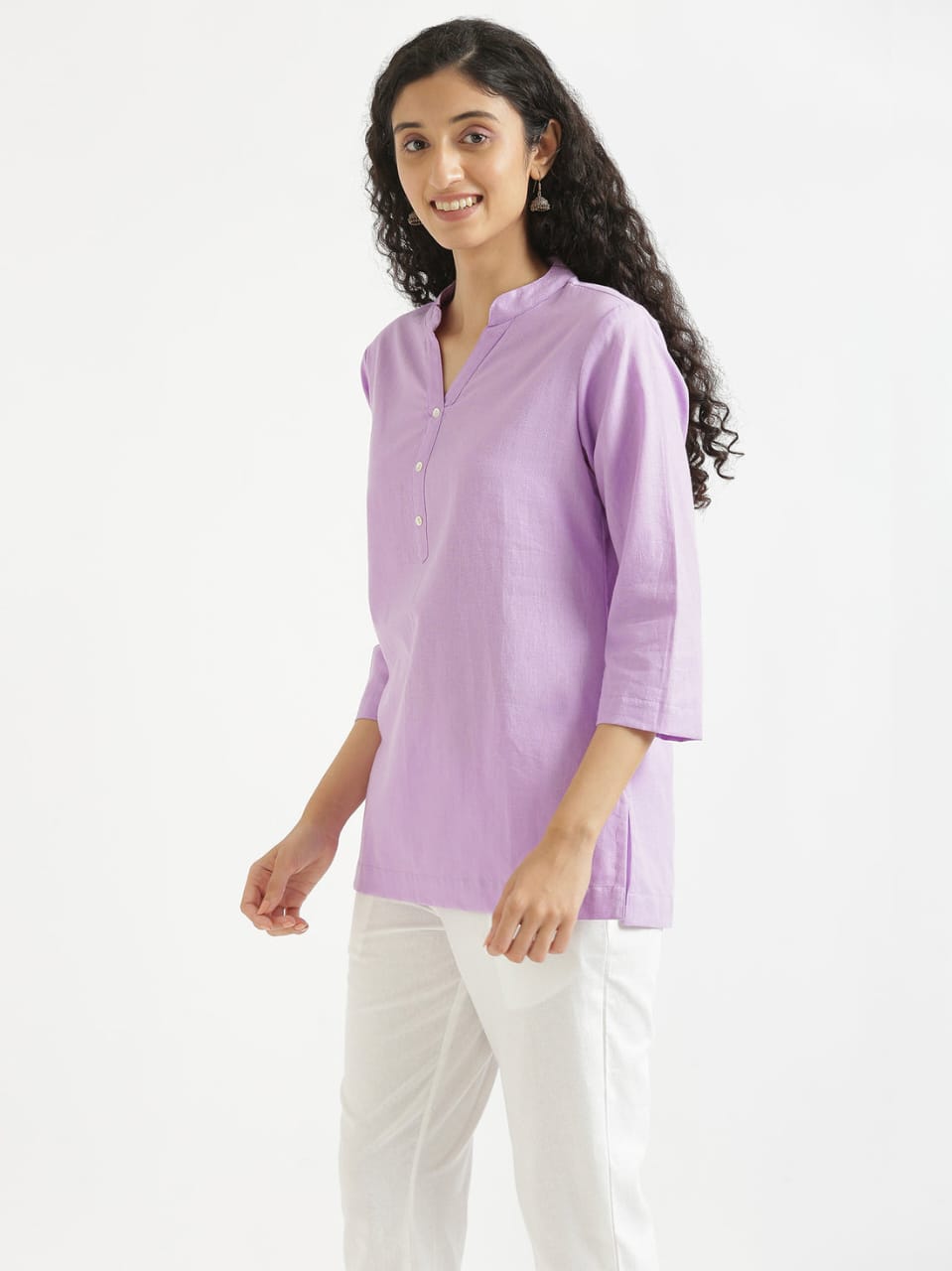 Women's Purple Cotton Slub Top - Saras The Label