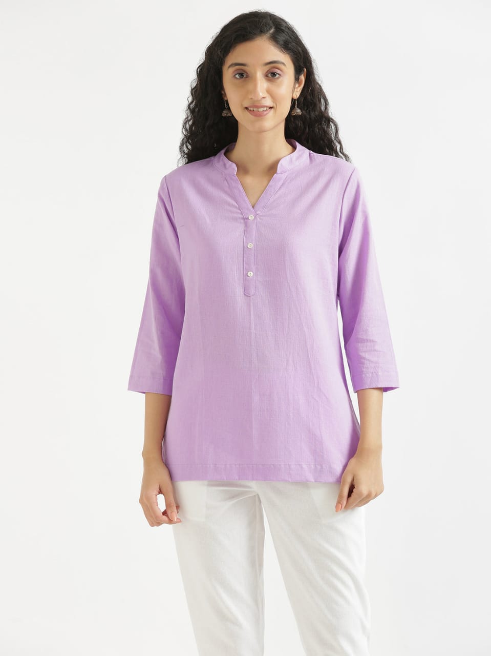 Women's Purple Cotton Slub Top - Saras The Label