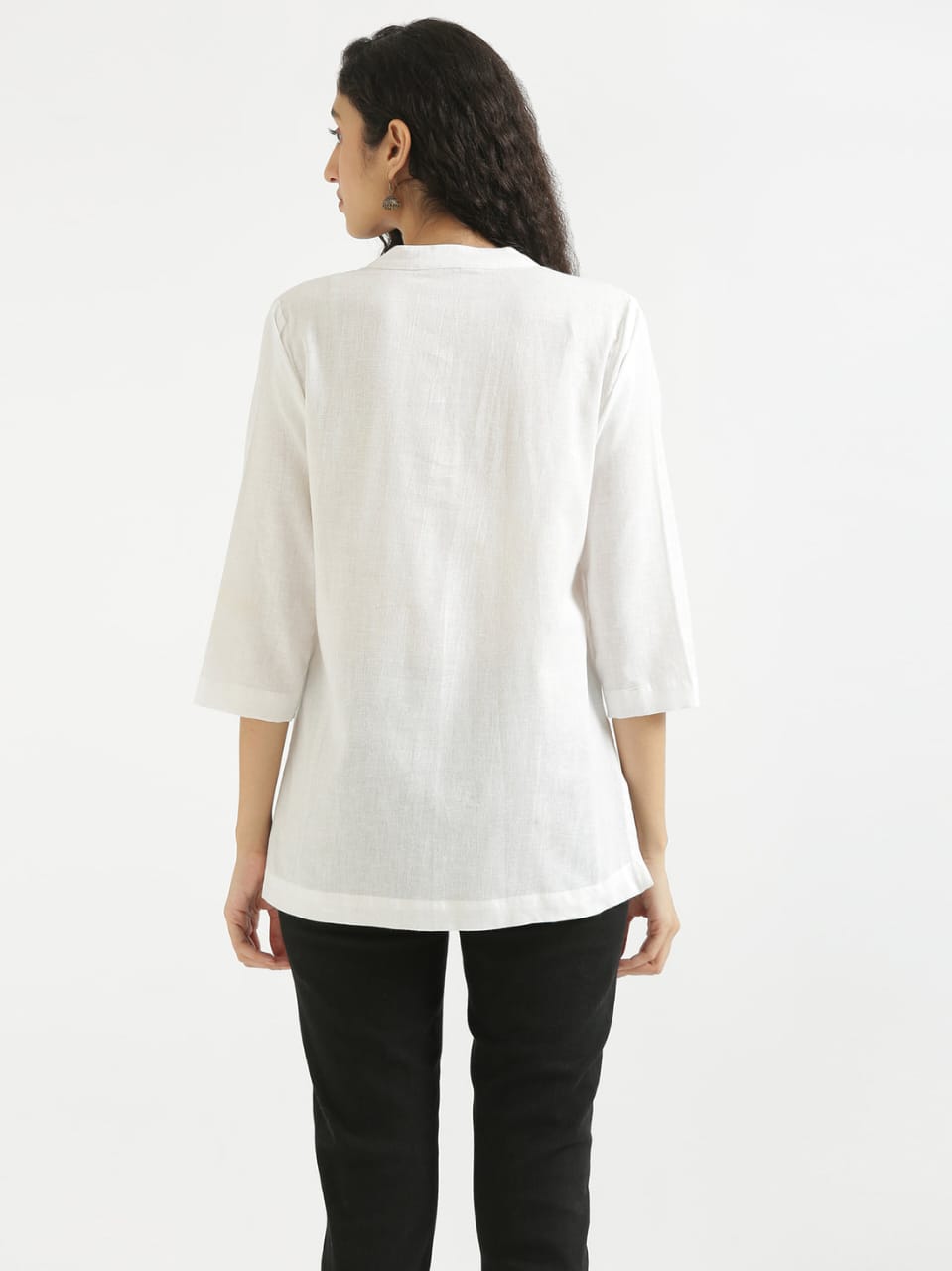 Women's White Cotton Slub Top - Saras The Label