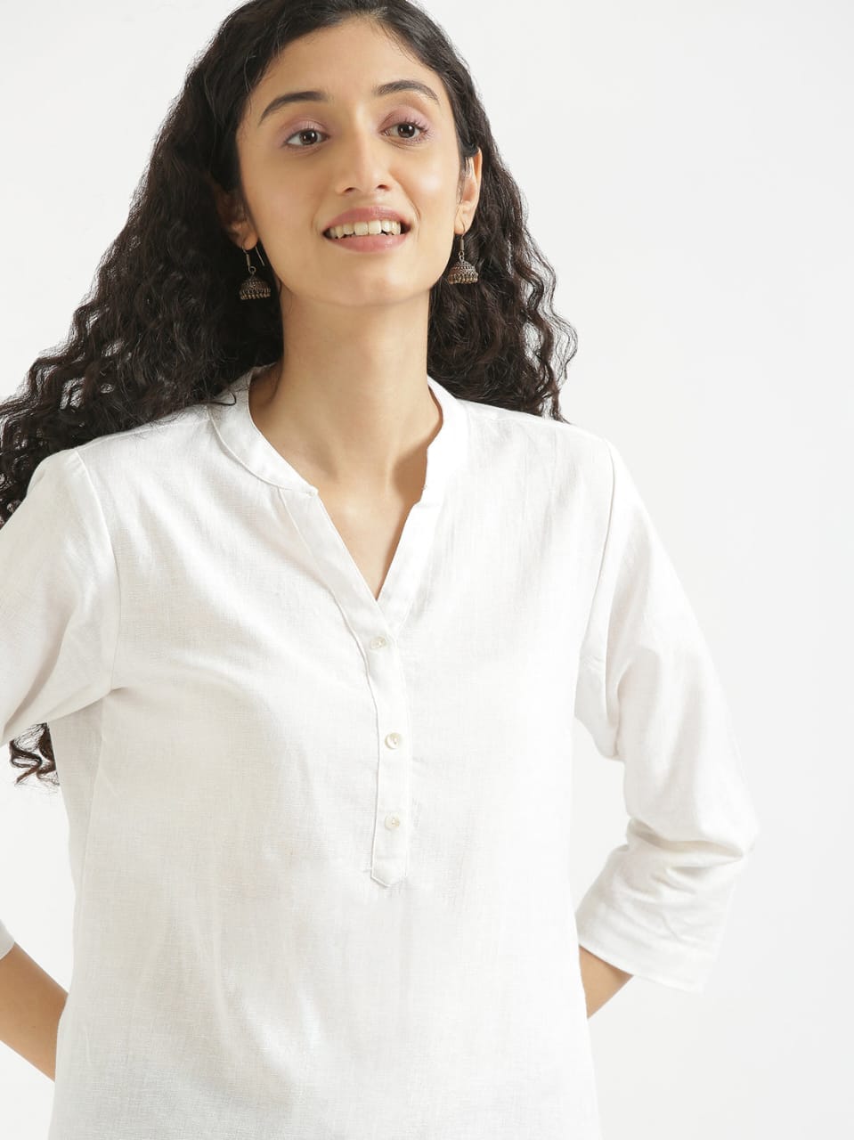 Women's White Cotton Slub Top - Saras The Label