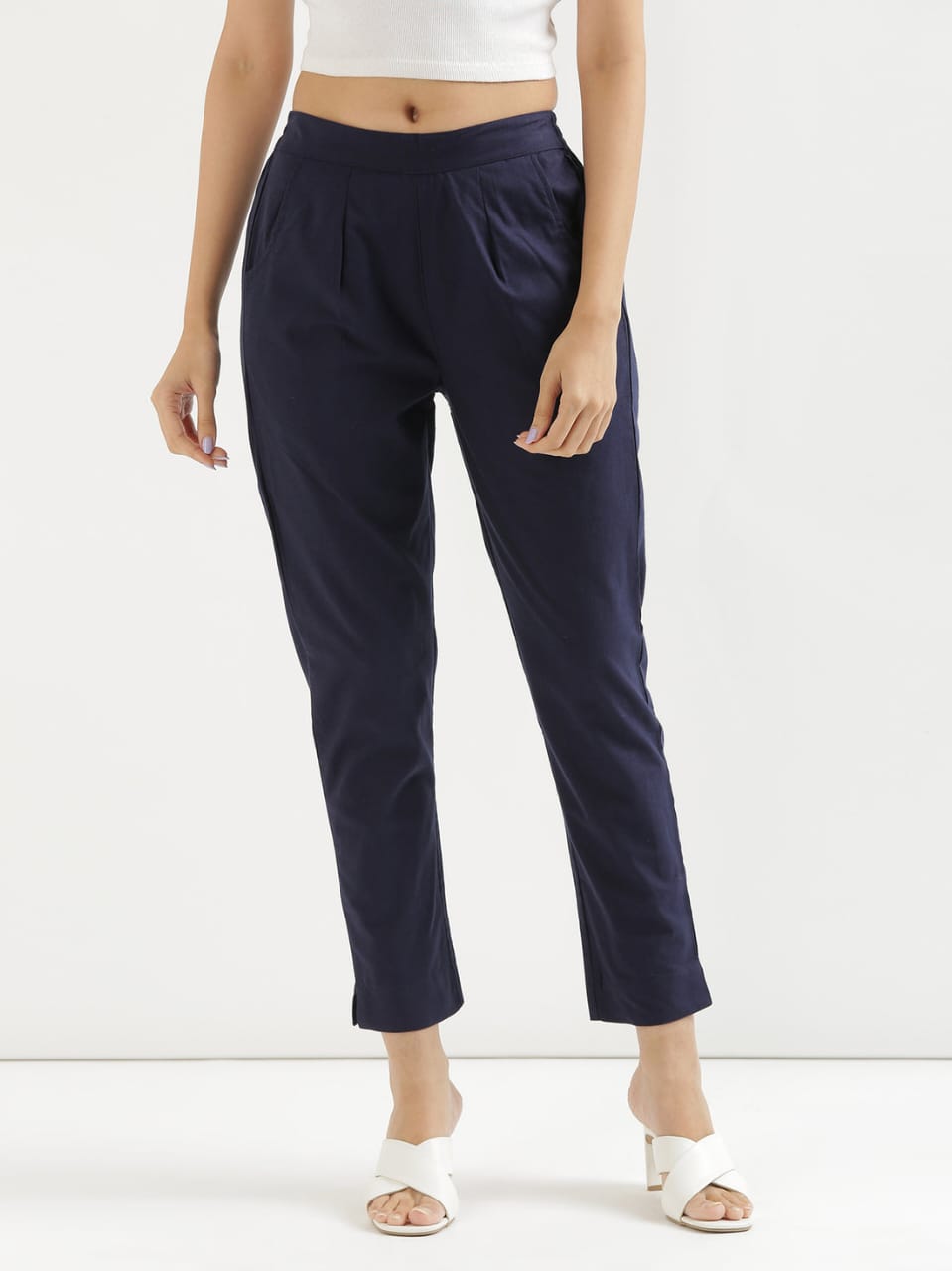 Women's Purple Linen Cotton Trouser - Saras The Label