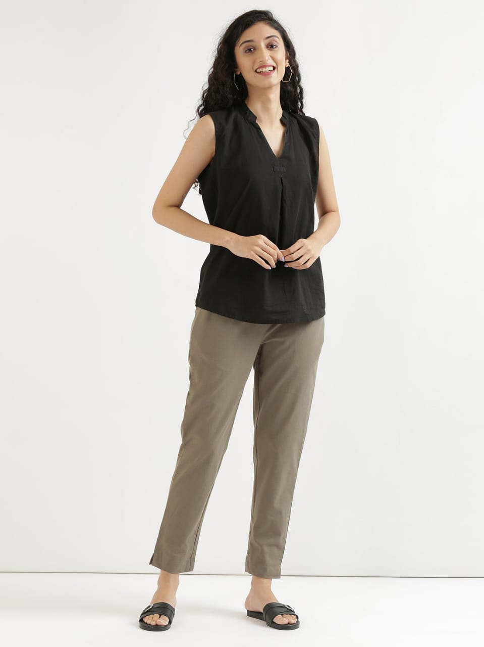 Women's Grey Linen Cotton Trouser - Saras The Label