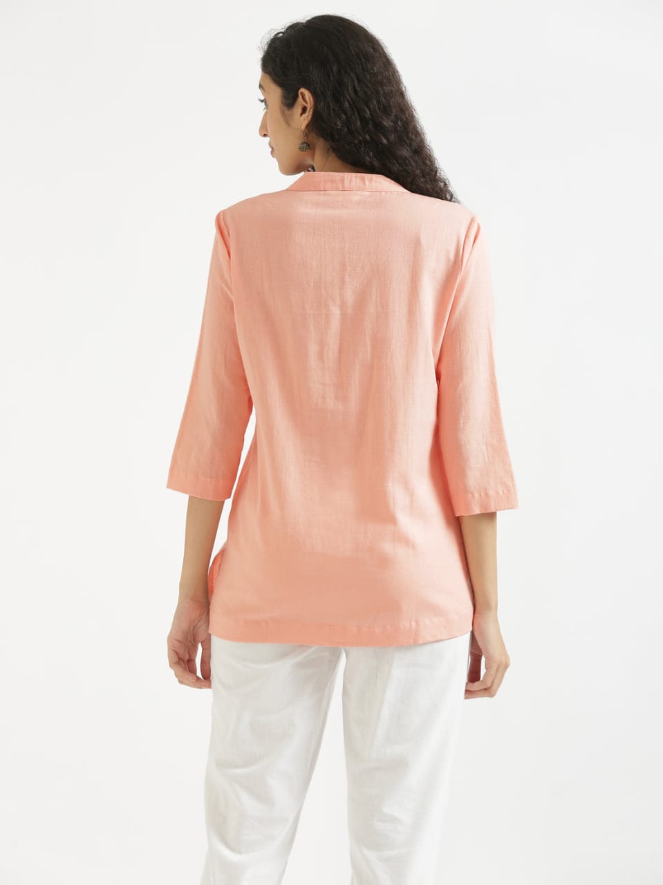 Women's Peach Cotton Slub Top - Saras The Label