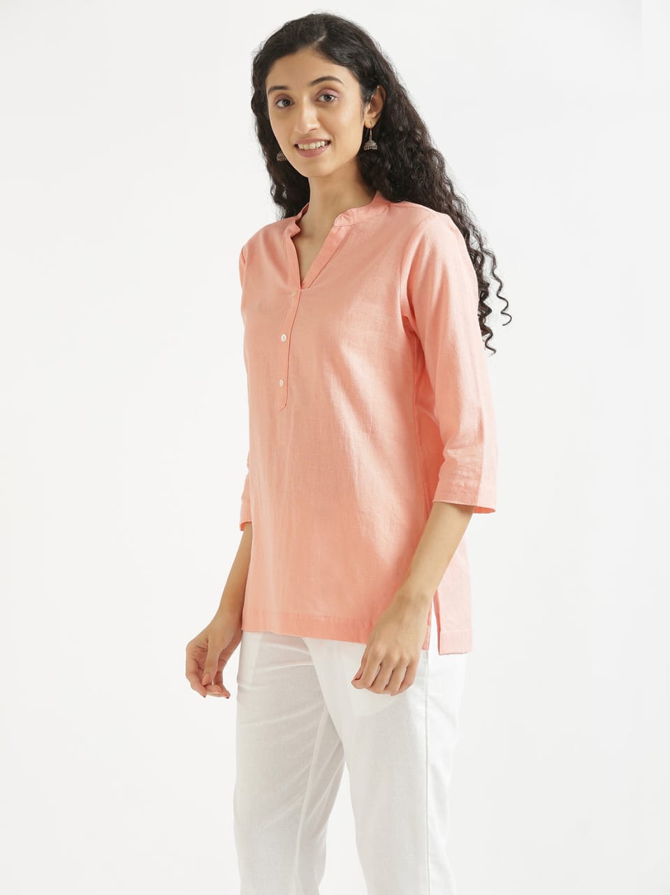 Women's Peach Cotton Slub Top - Saras The Label