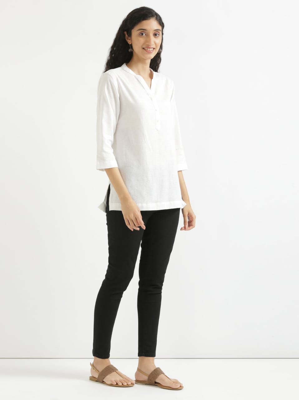 Women's White Cotton Slub Top - Saras The Label