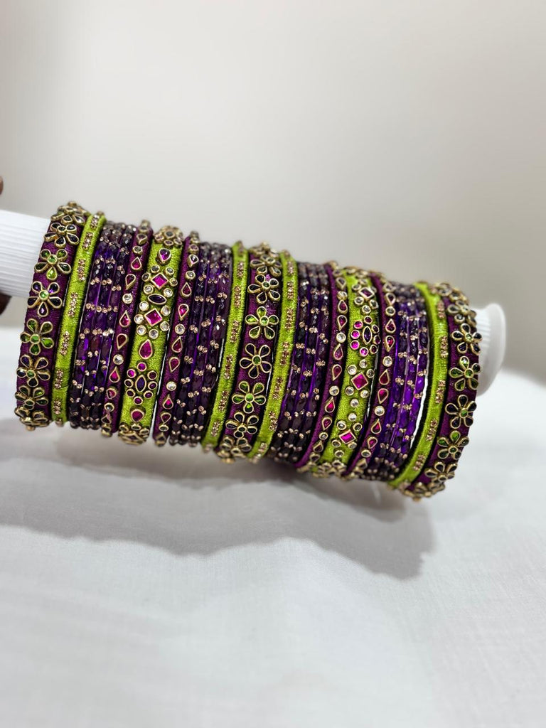 Women's Multi Color Silk Thread Handmade Stone Bangles