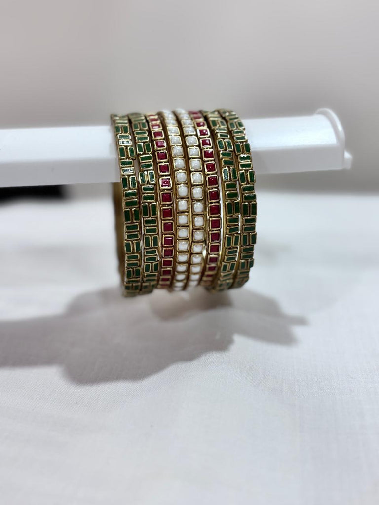 Women's Multi Color Alloy Handmade Stone Bangles