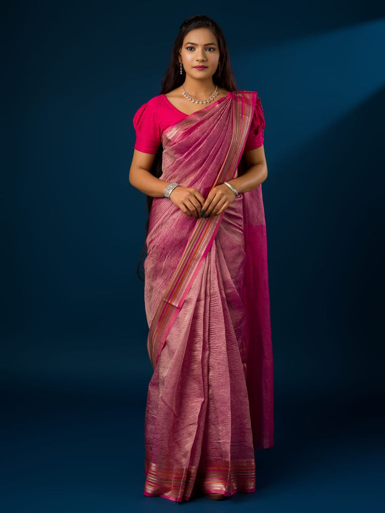 Women's Crush Tissue Silk Banarasi Border Saree INA