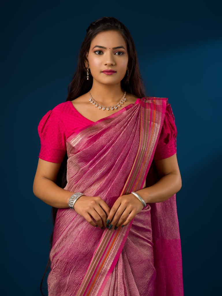 Women's Crush Tissue Silk Banarasi Border Saree INA