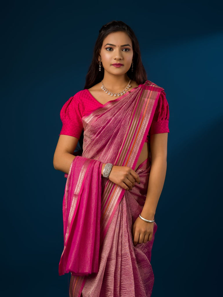 Women's Crush Tissue Silk Banarasi Border Saree INA