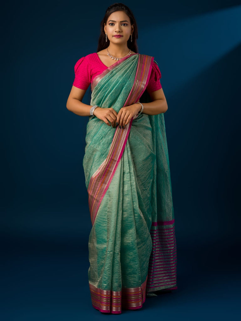 Women's Crush Tissue Silk Banarasi  Border Saree INA