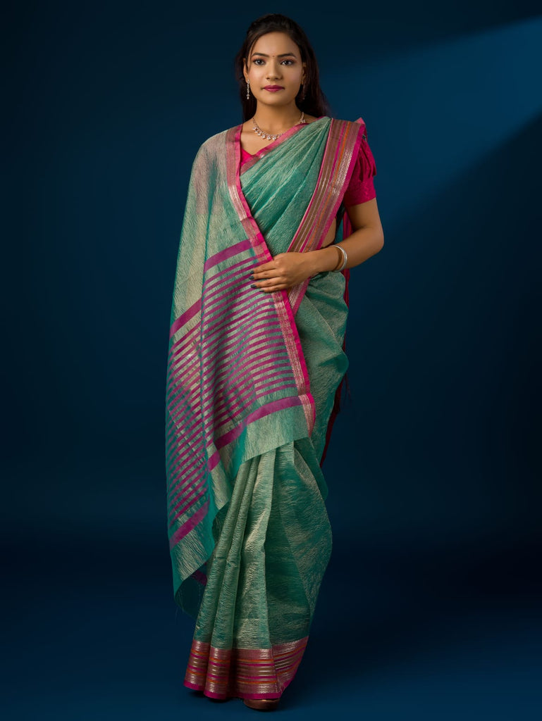 Women's Crush Tissue Silk Banarasi  Border Saree INA