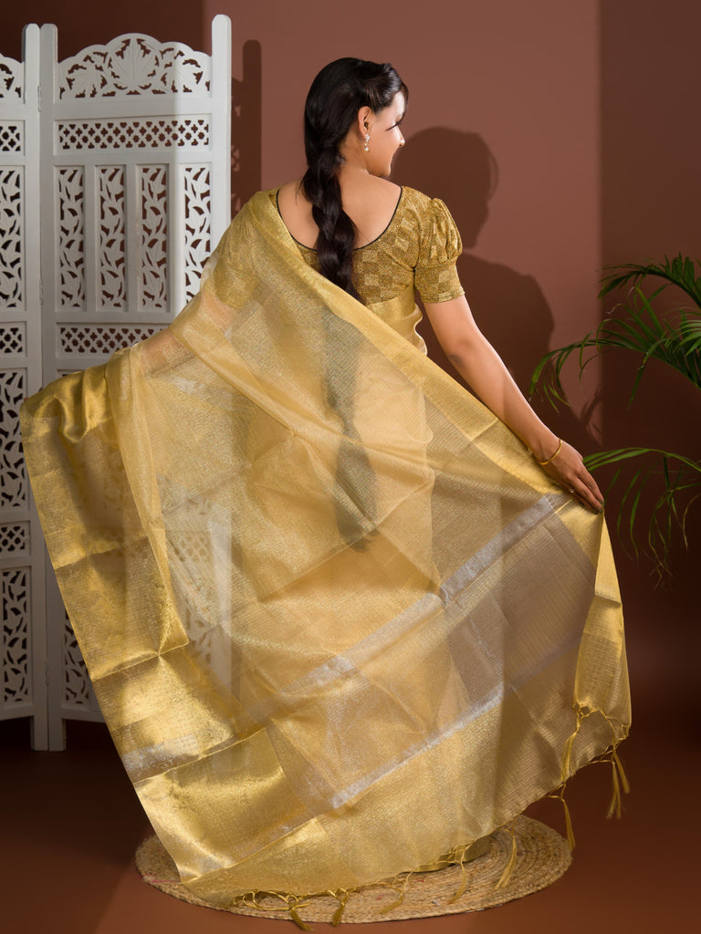 Women's Tissue Silk Banarasi Handloom Saree  KB