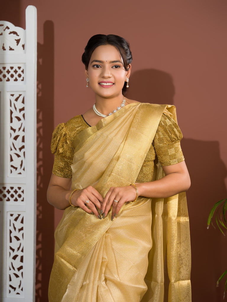 Women's Tissue Silk Banarasi Handloom Saree  KB