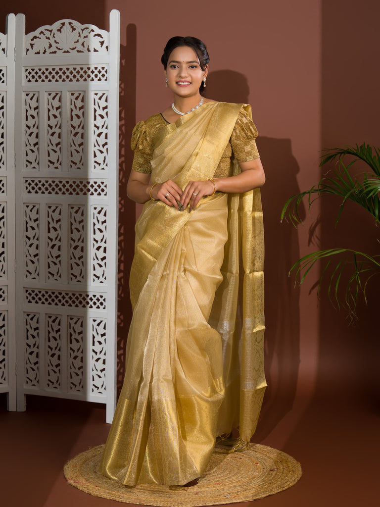 Women's Tissue Silk Banarasi Handloom Saree  KB