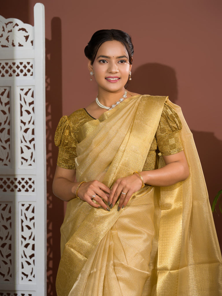 Women's Tissue Silk Banarasi Handloom Saree  KB