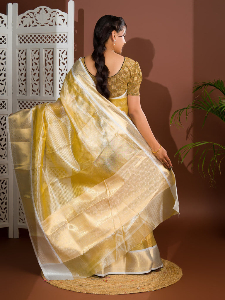 Women's Tissue Silk Banarasi Zari Weaving Saree  KB