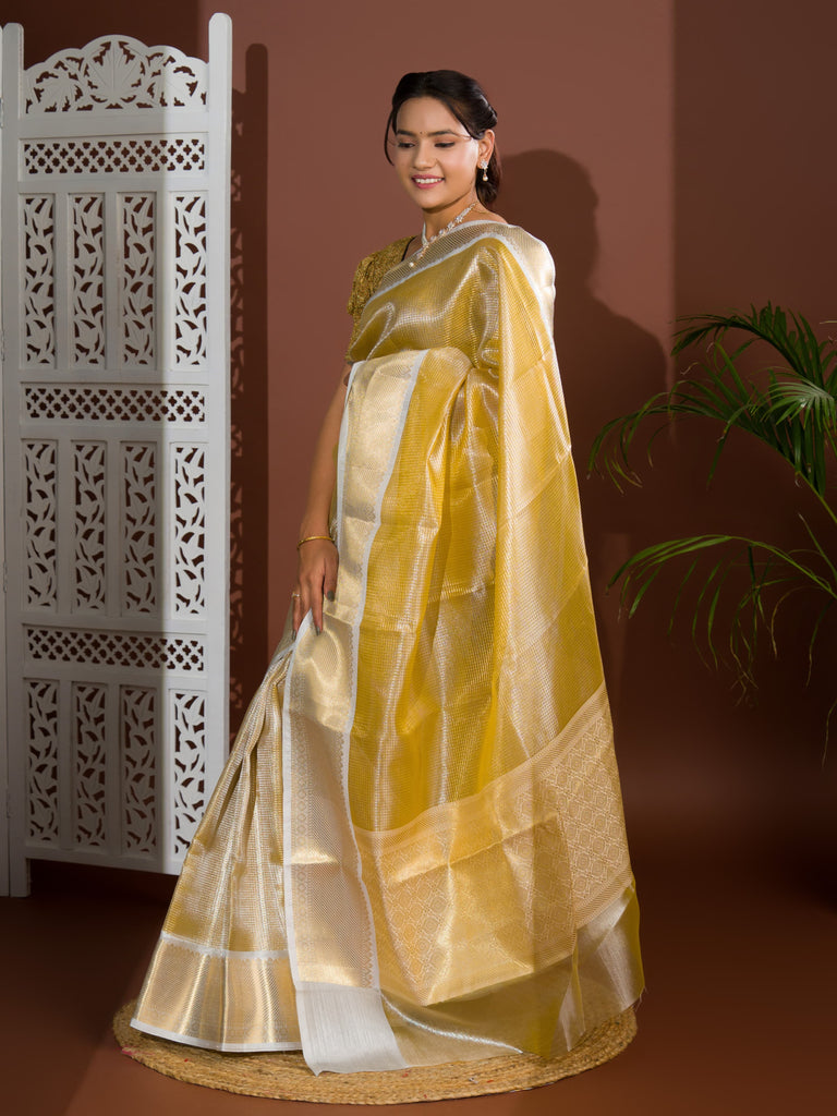 Women's Tissue Silk Banarasi Zari Weaving Saree  KB