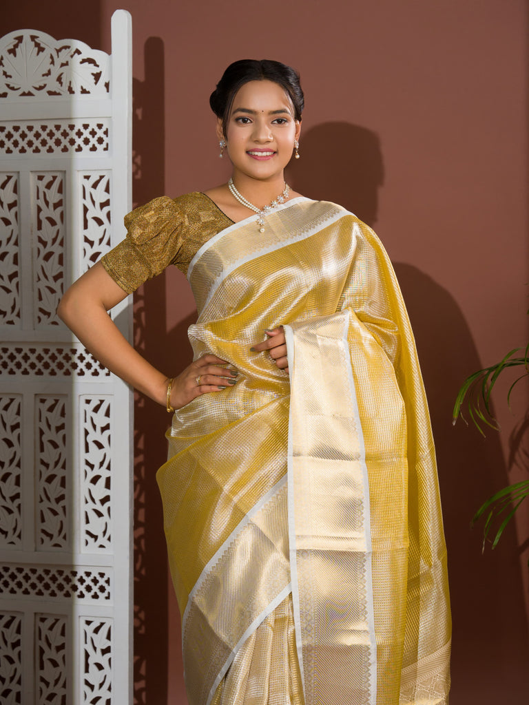 Women's Tissue Silk Banarasi Zari Weaving Saree  KB