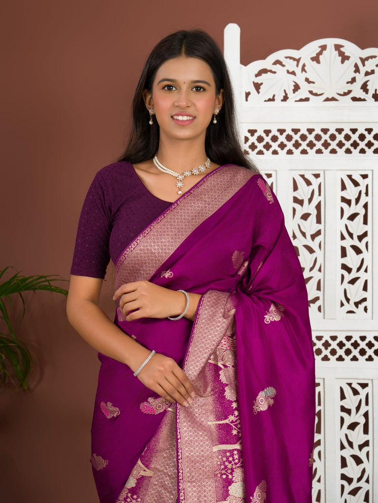 Women's Munga Silk Banarsi Zari Weaving With Havey Pallu Saree  DC